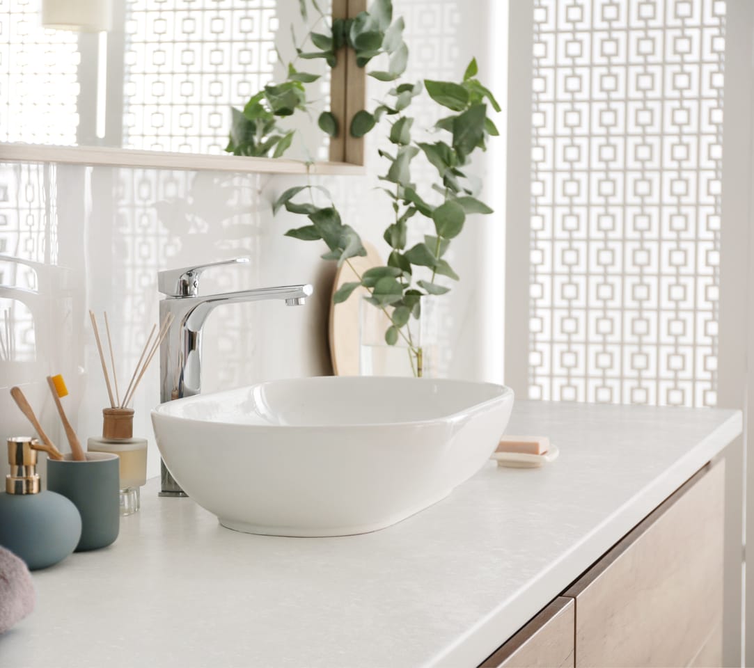Staron Flux (VF113) bathroom vanity top with vessel basin